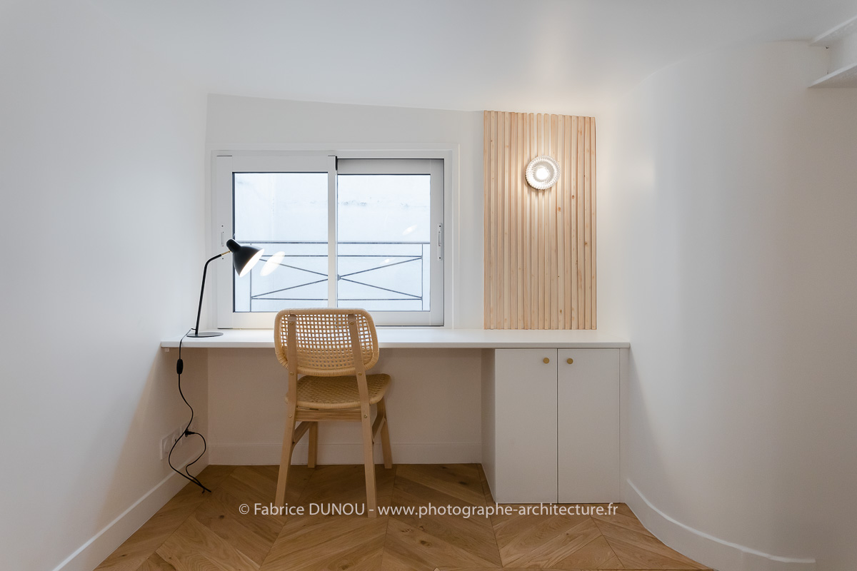 Réhabilitation d'un appartement de 75 m2 à Paris par l'agence d'architecture MA3. Photo Fabrice Dunou, photographe d’architecture intérieure et extérieure.